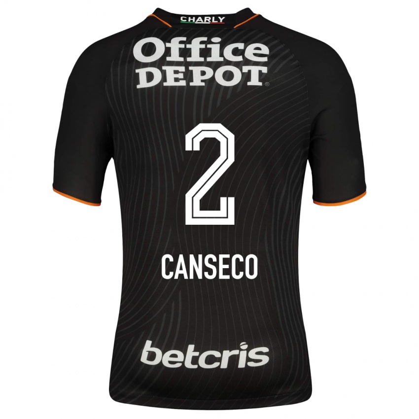 Męski Fernanda Canseco #2 Czarny Wyjazdowa Koszulka 2023/24 Koszulki Klubowe