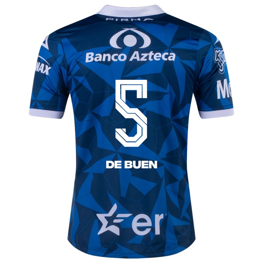 Męski Diego De Buen #5 Niebieski Wyjazdowa Koszulka 2023/24 Koszulki Klubowe