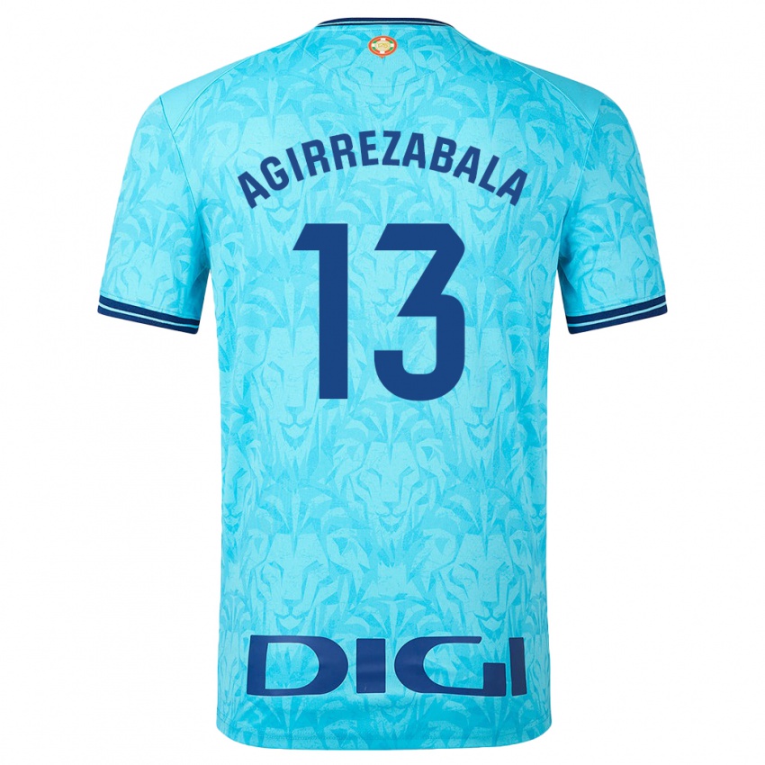 Męski Julen Agirrezabala #13 Niebieskie Niebo Wyjazdowa Koszulka 2023/24 Koszulki Klubowe