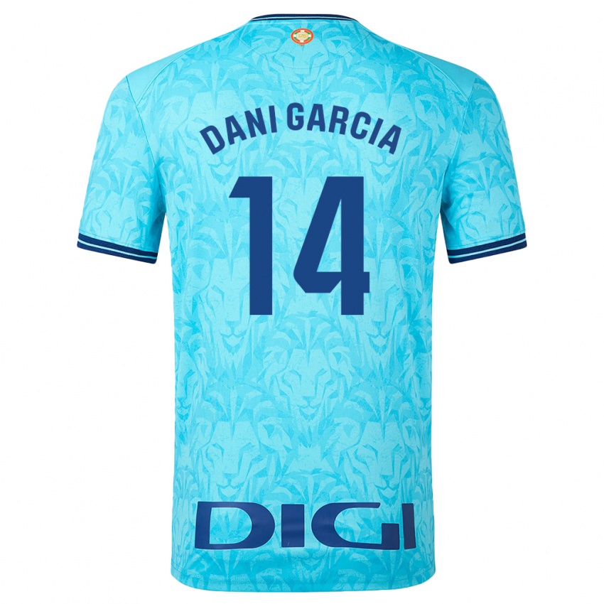 Męski Dani Garcia #14 Niebieskie Niebo Wyjazdowa Koszulka 2023/24 Koszulki Klubowe