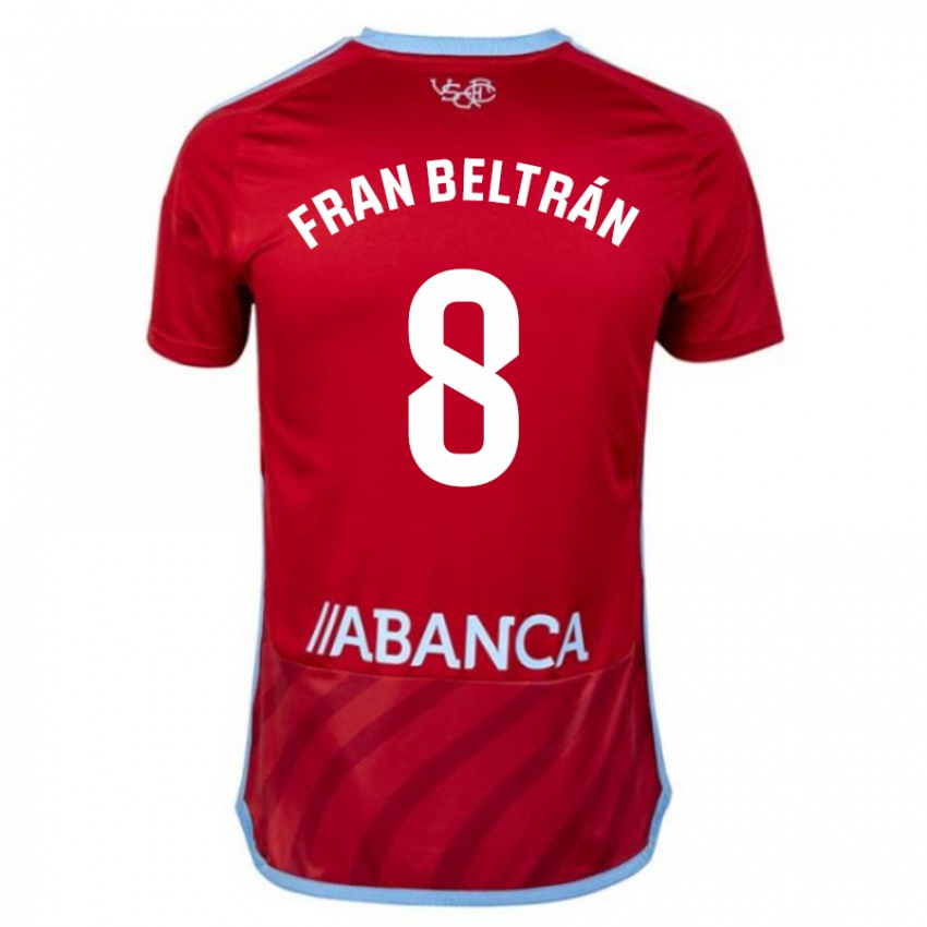 Męski Fran Beltran #8 Czerwony Wyjazdowa Koszulka 2023/24 Koszulki Klubowe
