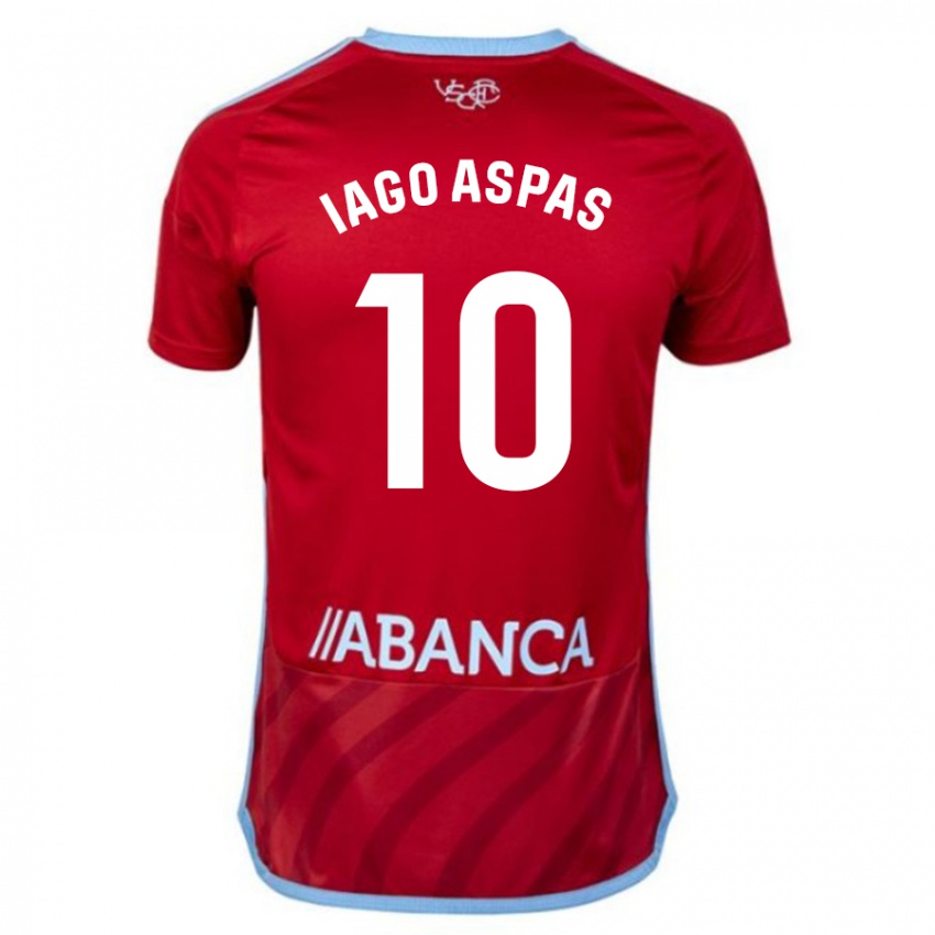 Męski Iago Aspas #10 Czerwony Wyjazdowa Koszulka 2023/24 Koszulki Klubowe