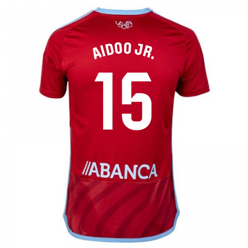 Męski Joseph Aidoo #15 Czerwony Wyjazdowa Koszulka 2023/24 Koszulki Klubowe