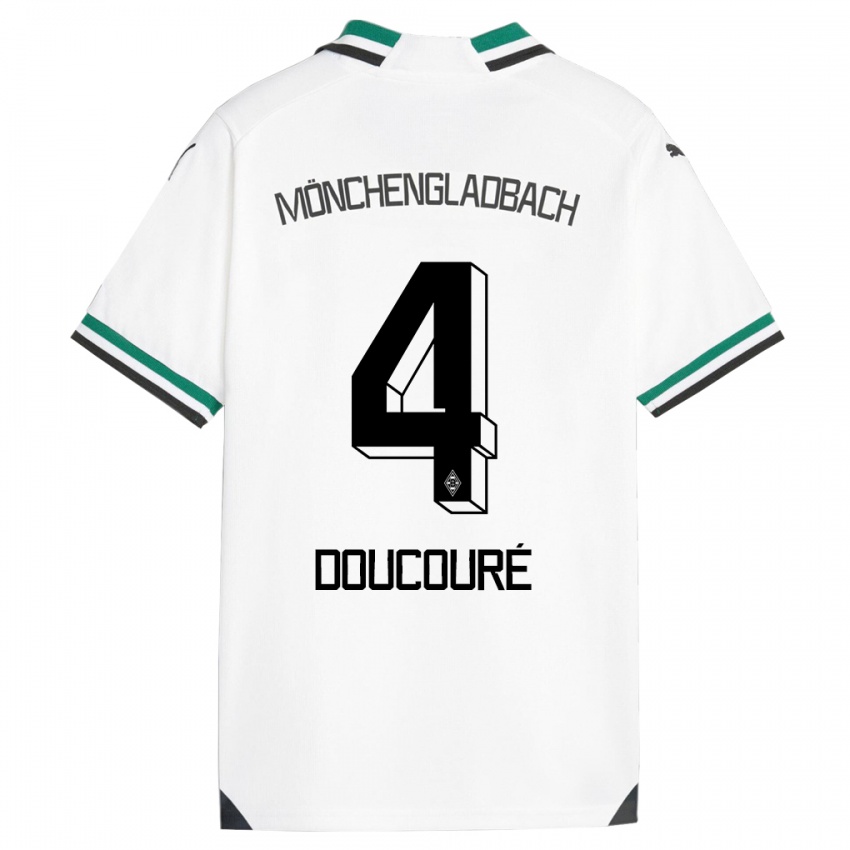 Kobiety Mamadou Doucoure #4 Biały Zielony Domowa Koszulka 2023/24 Koszulki Klubowe