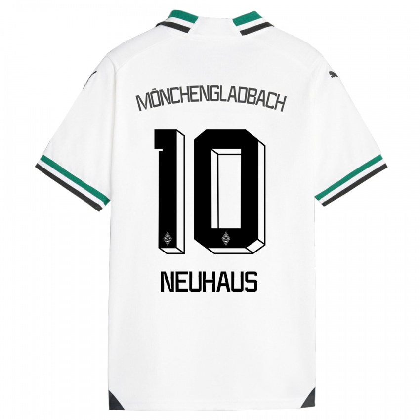 Kobiety Florian Neuhaus #10 Biały Zielony Domowa Koszulka 2023/24 Koszulki Klubowe