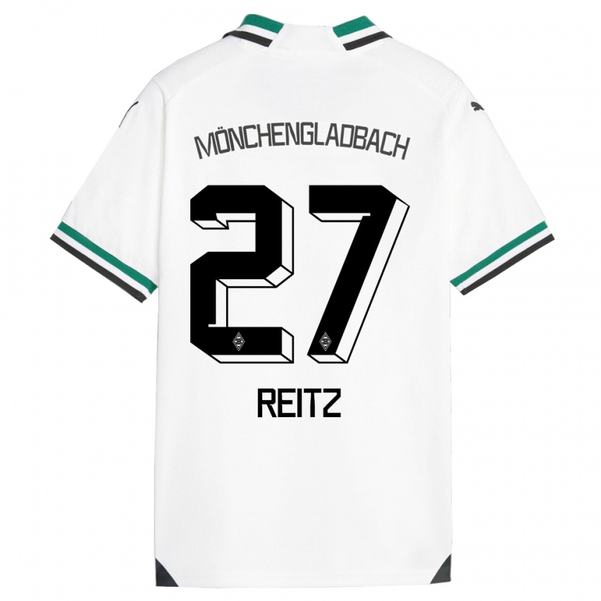 Kobiety Rocco Reitz #27 Biały Zielony Domowa Koszulka 2023/24 Koszulki Klubowe
