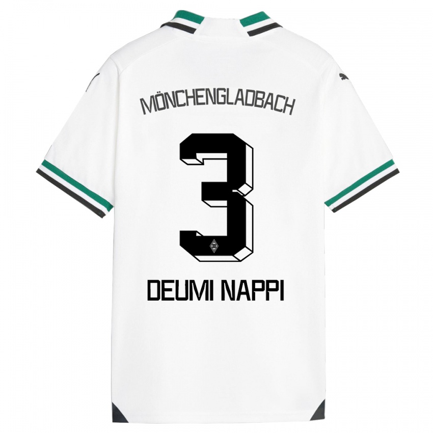 Kobiety Dimitrie Deumi Nappi #3 Biały Zielony Domowa Koszulka 2023/24 Koszulki Klubowe