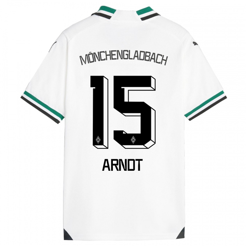 Kobiety Leo Arndt #15 Biały Zielony Domowa Koszulka 2023/24 Koszulki Klubowe