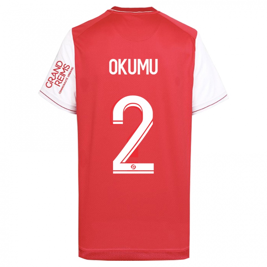 Kobiety Joseph Okumu #2 Czerwony Domowa Koszulka 2023/24 Koszulki Klubowe