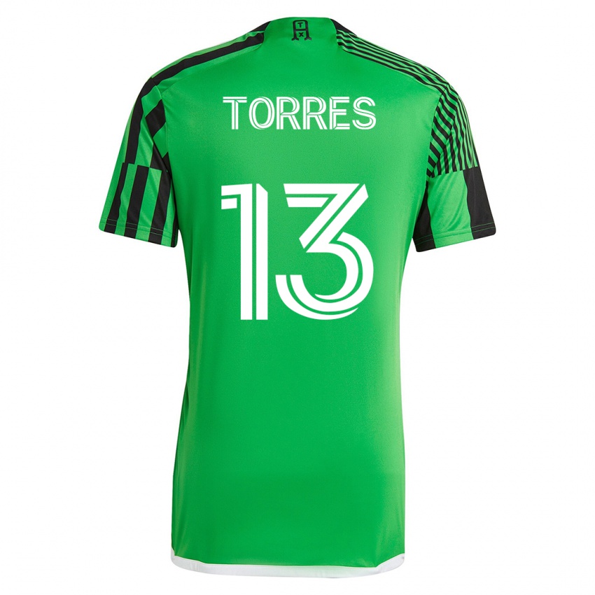 Kobiety Leo Torres #13 Zielony Czarny Domowa Koszulka 2023/24 Koszulki Klubowe