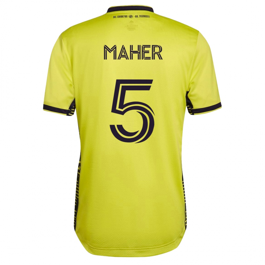Kobiety Jack Maher #5 Żółty Domowa Koszulka 2023/24 Koszulki Klubowe