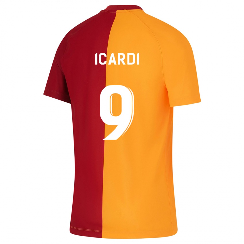 Kobiety Mauro Icardi #9 Pomarańczowy Domowa Koszulka 2023/24 Koszulki Klubowe