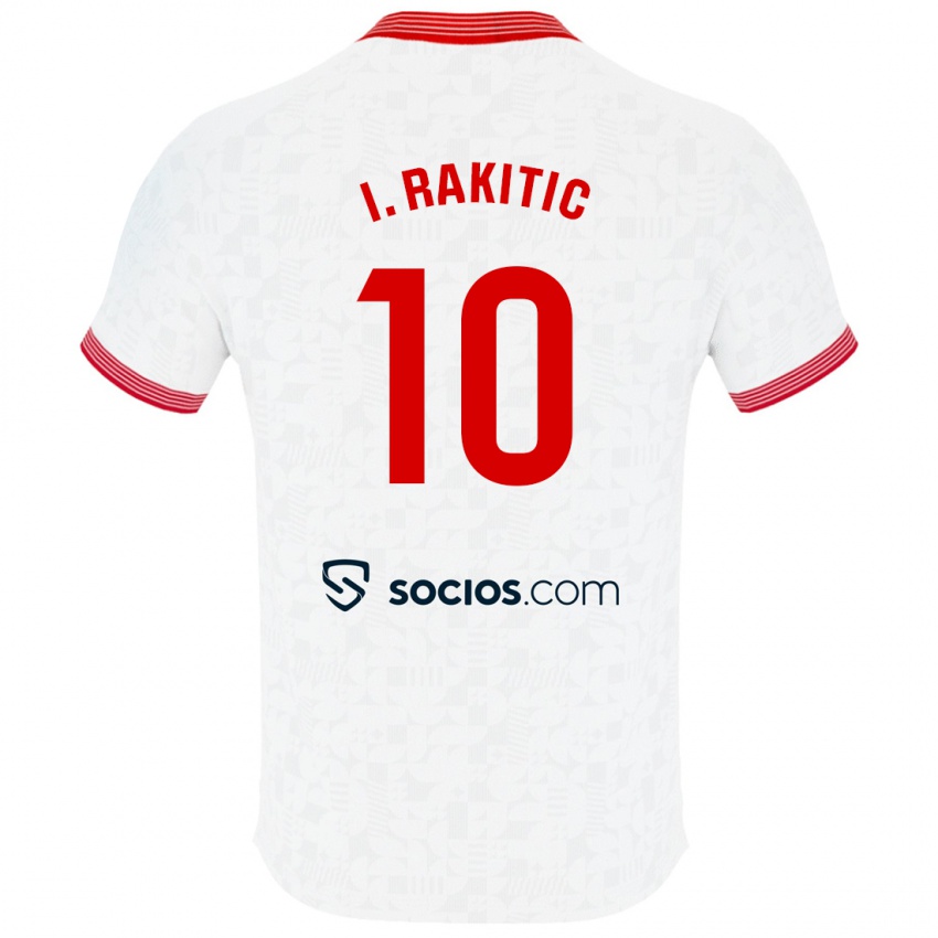 Kobiety Ivan Rakitic #10 Biały Domowa Koszulka 2023/24 Koszulki Klubowe