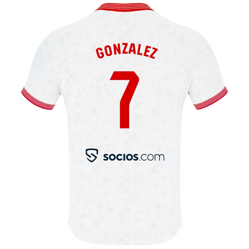 Kobiety Juan González #7 Biały Domowa Koszulka 2023/24 Koszulki Klubowe