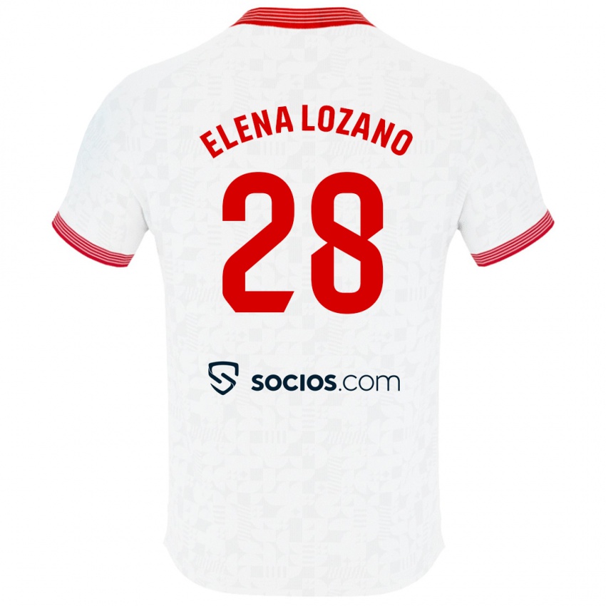 Kobiety Elena Lozano Gallego #28 Biały Domowa Koszulka 2023/24 Koszulki Klubowe
