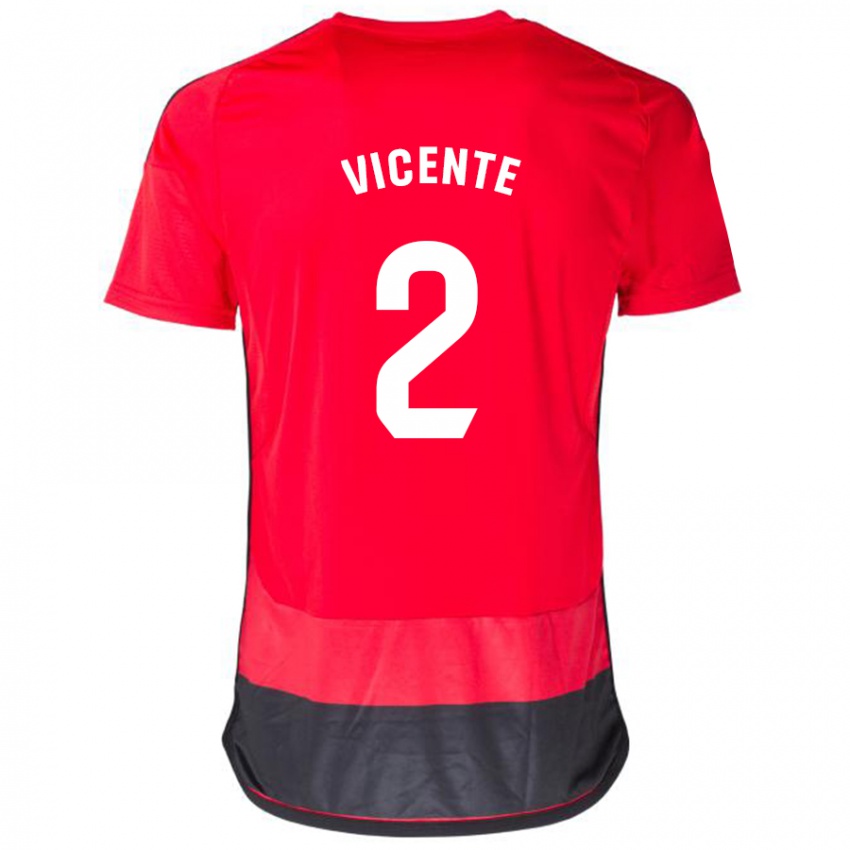 Kobiety David Vicente #2 Czerwony Czarny Domowa Koszulka 2023/24 Koszulki Klubowe