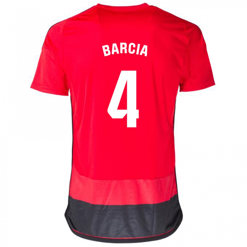 Kobiety Sergio Barcia #4 Czerwony Czarny Domowa Koszulka 2023/24 Koszulki Klubowe