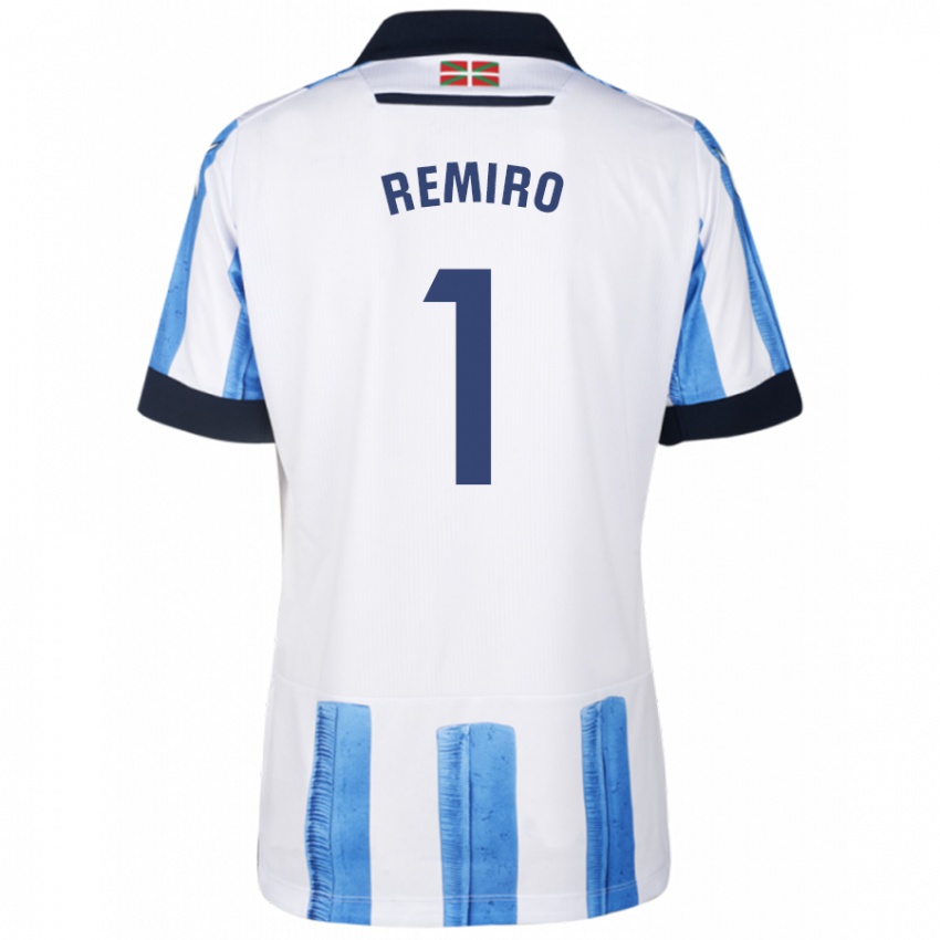 Kobiety Alex Remiro #1 Niebiesko Biały Domowa Koszulka 2023/24 Koszulki Klubowe