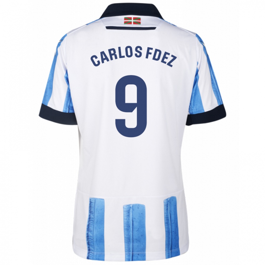 Kobiety Carlos Fernandez #9 Niebiesko Biały Domowa Koszulka 2023/24 Koszulki Klubowe