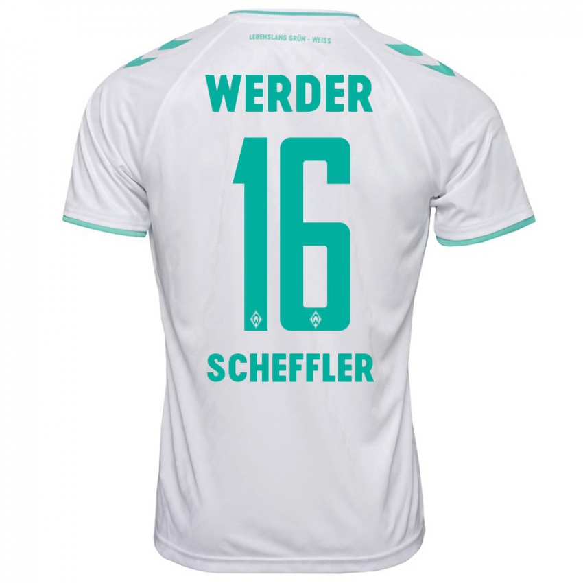 Kobiety Ian Scheffler #16 Biały Wyjazdowa Koszulka 2023/24 Koszulki Klubowe