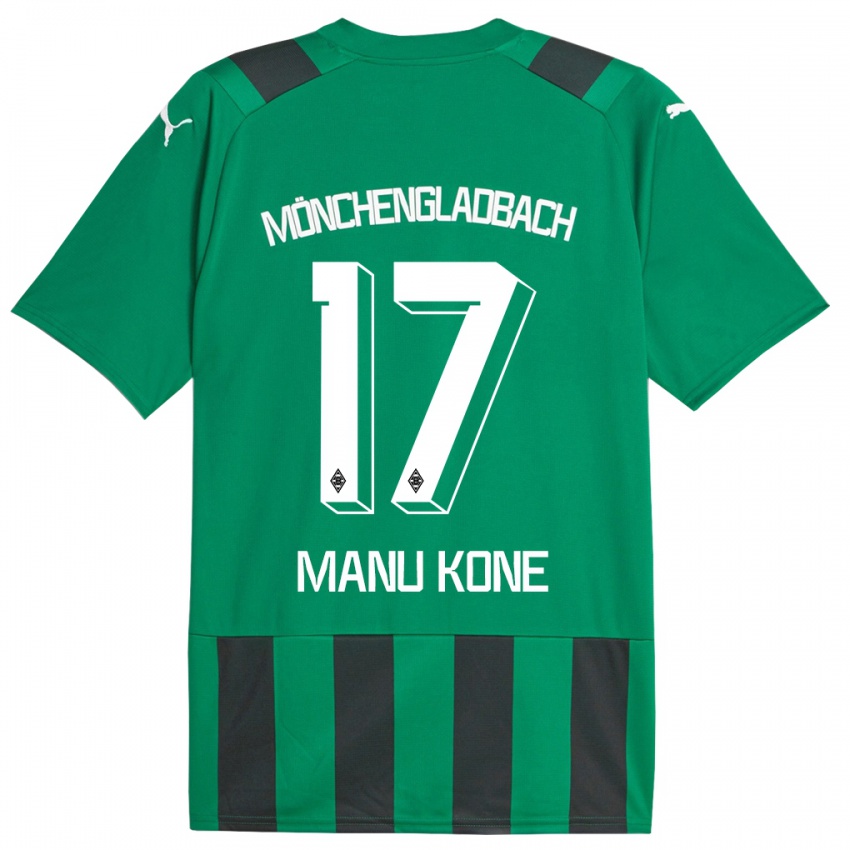 Kobiety Manu Kone #17 Czarny Zielony Wyjazdowa Koszulka 2023/24 Koszulki Klubowe