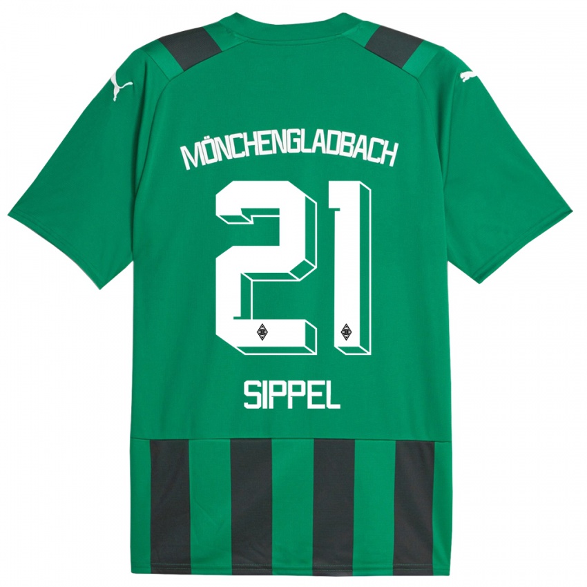 Kobiety Tobias Sippel #21 Czarny Zielony Wyjazdowa Koszulka 2023/24 Koszulki Klubowe