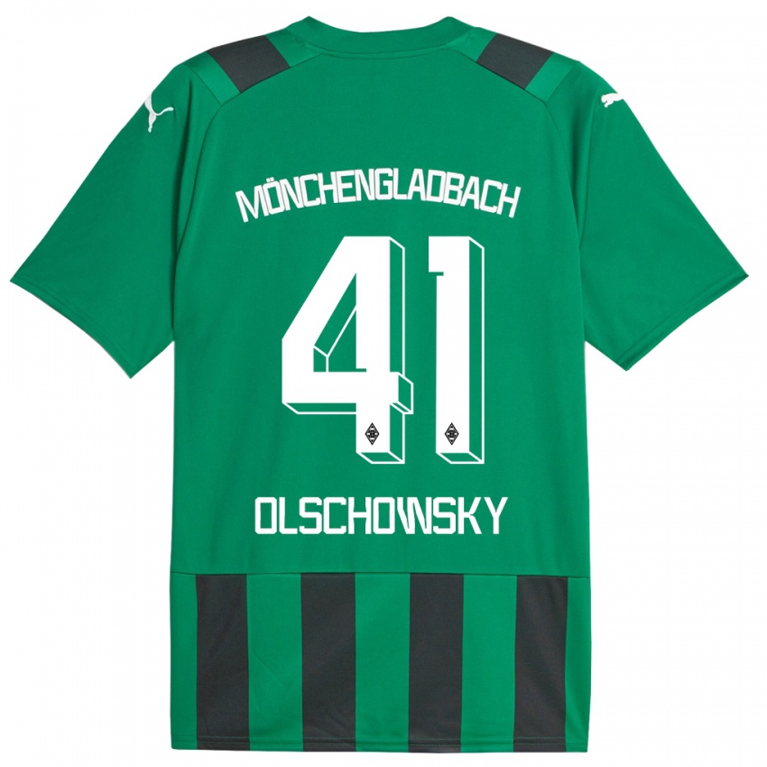Kobiety Jan Olschowsky #41 Czarny Zielony Wyjazdowa Koszulka 2023/24 Koszulki Klubowe