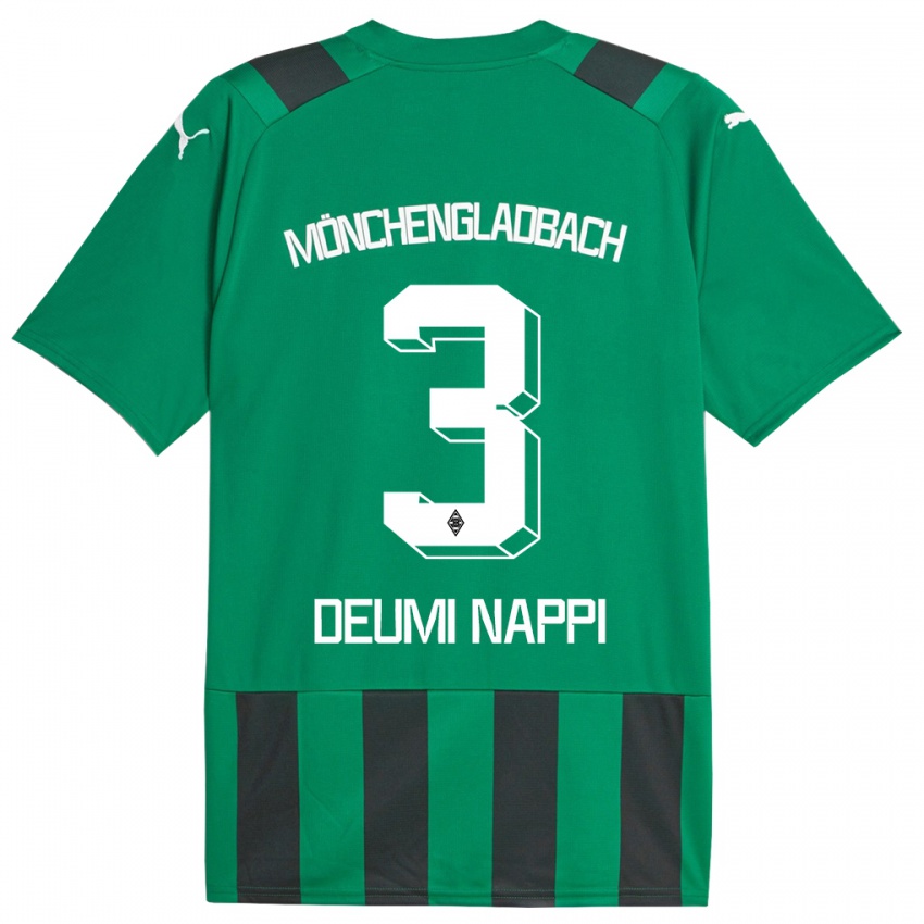 Kobiety Dimitrie Deumi Nappi #3 Czarny Zielony Wyjazdowa Koszulka 2023/24 Koszulki Klubowe