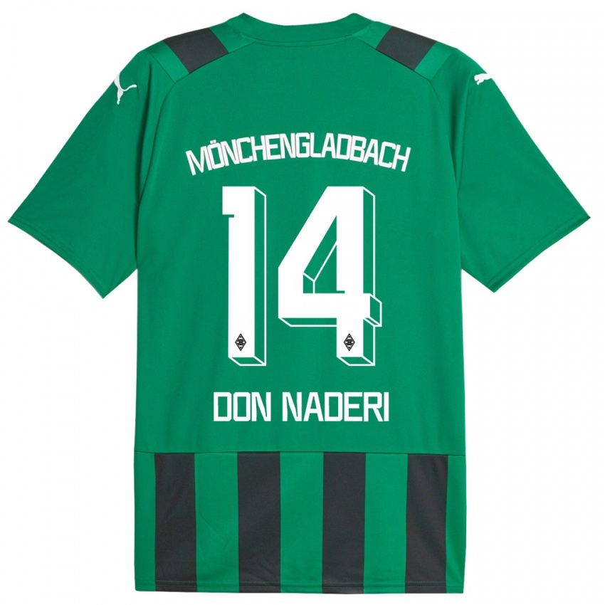Kobiety Ryan Don Naderi #14 Czarny Zielony Wyjazdowa Koszulka 2023/24 Koszulki Klubowe