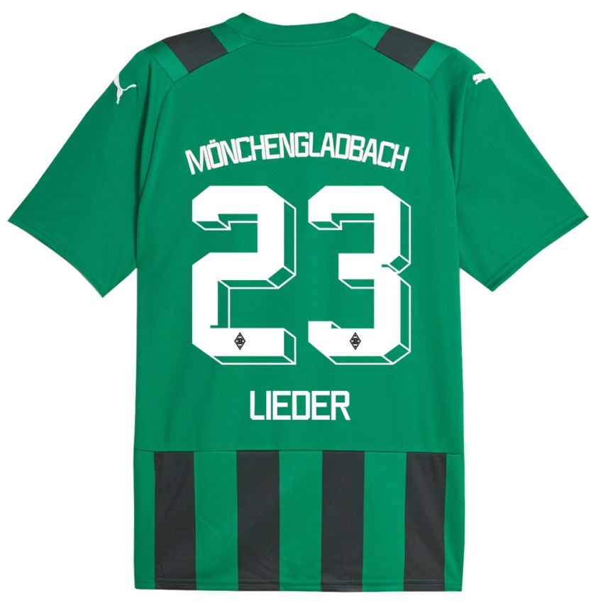 Kobiety Michel Lieder #23 Czarny Zielony Wyjazdowa Koszulka 2023/24 Koszulki Klubowe