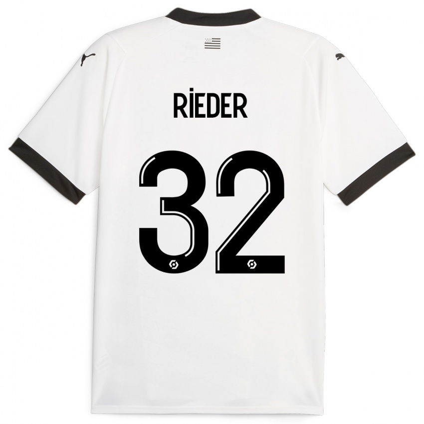 Kobiety Fabian Rieder #32 Biały Wyjazdowa Koszulka 2023/24 Koszulki Klubowe