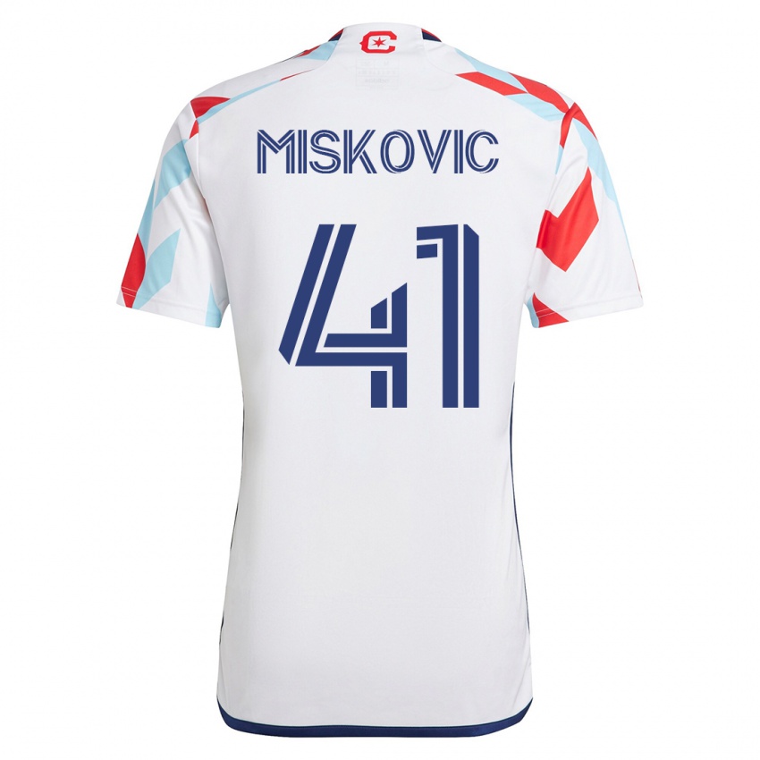 Kobiety Mihajlo Miskovic #41 Biało Niebieski Wyjazdowa Koszulka 2023/24 Koszulki Klubowe