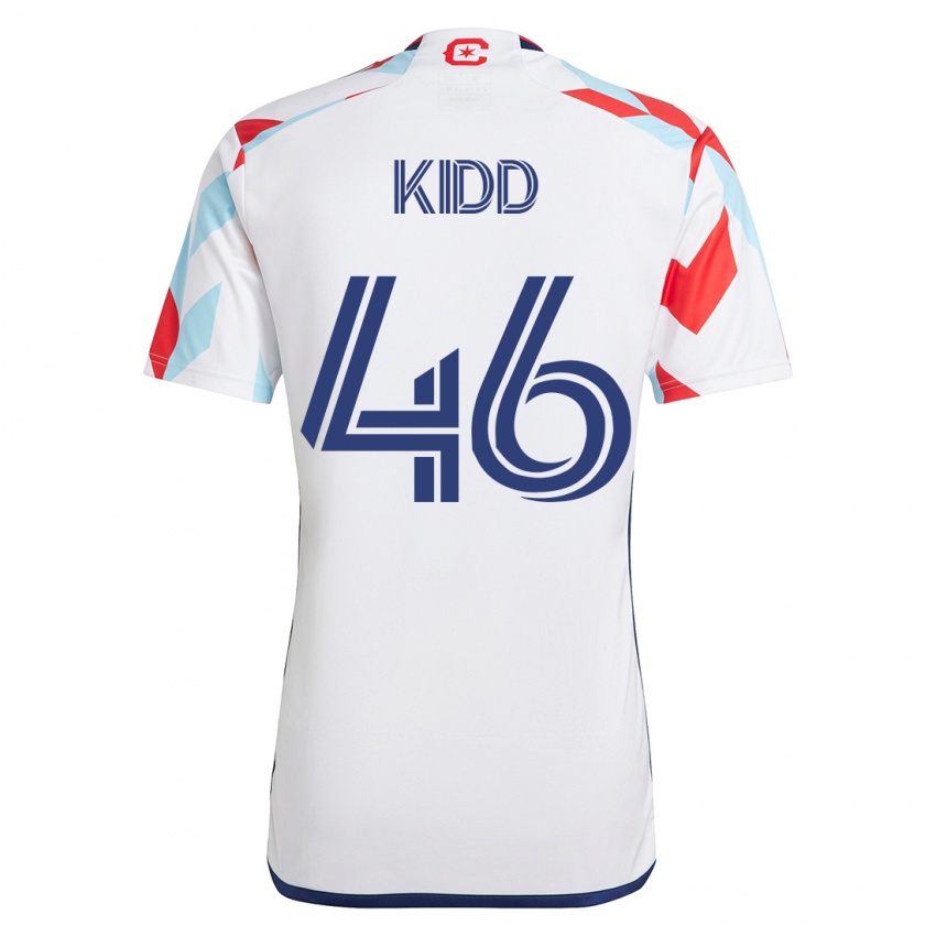 Kobiety Matteo Kidd #46 Biało Niebieski Wyjazdowa Koszulka 2023/24 Koszulki Klubowe