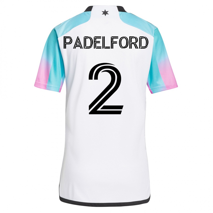 Kobiety Devin Padelford #2 Biały Wyjazdowa Koszulka 2023/24 Koszulki Klubowe