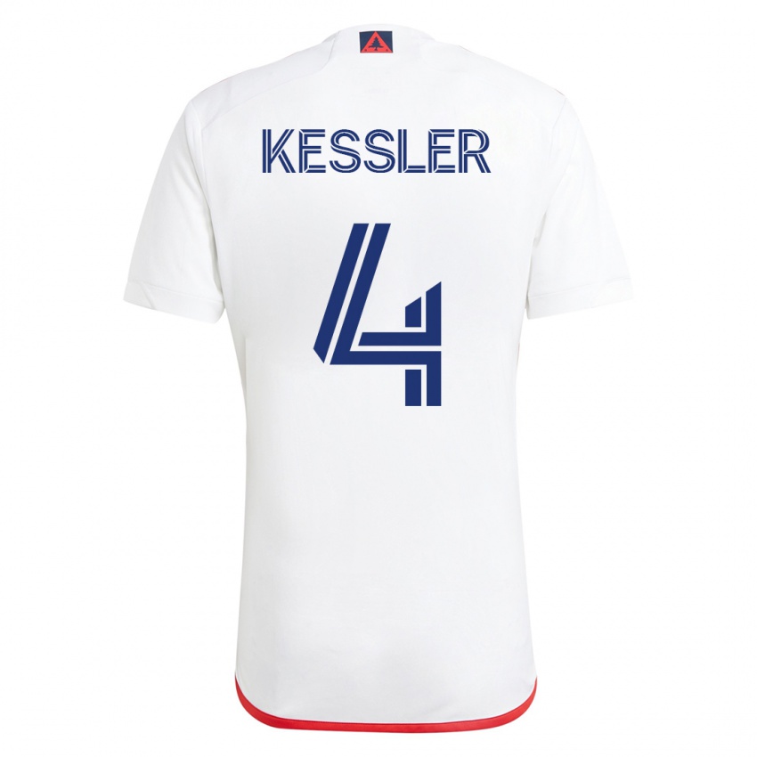 Kobiety Henry Kessler #4 Biało - Czerwony Wyjazdowa Koszulka 2023/24 Koszulki Klubowe