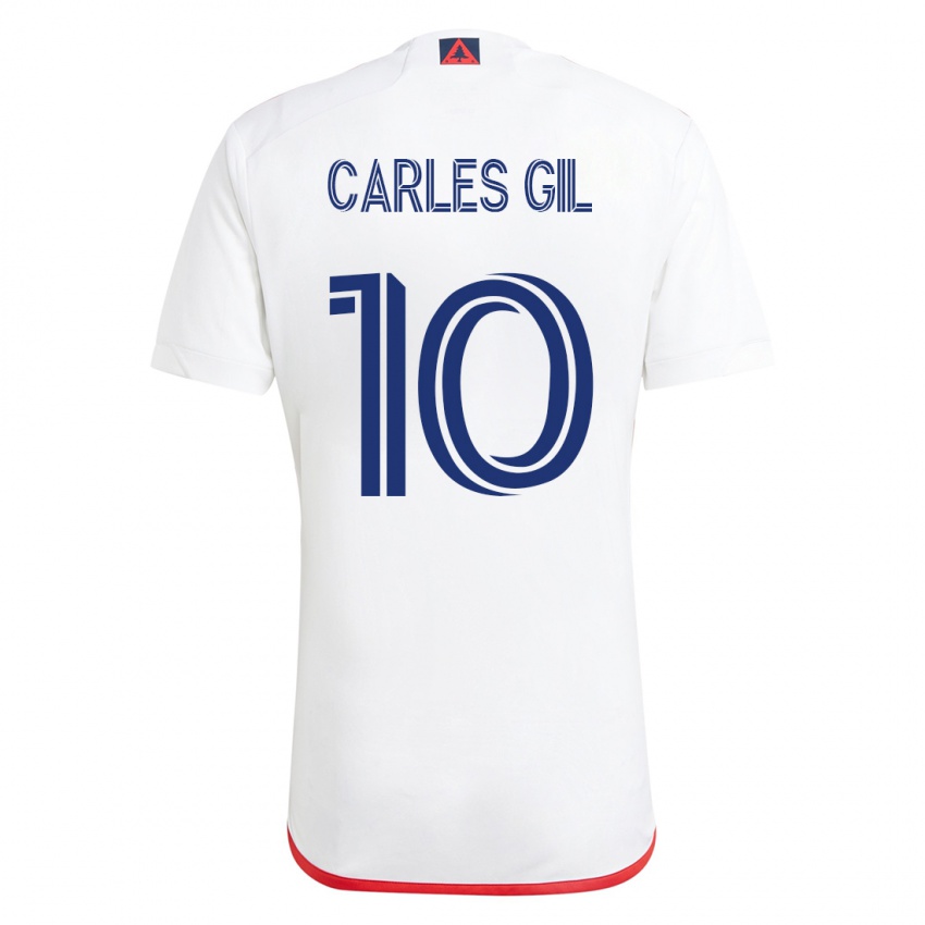 Kobiety Carles Gil #10 Biało - Czerwony Wyjazdowa Koszulka 2023/24 Koszulki Klubowe