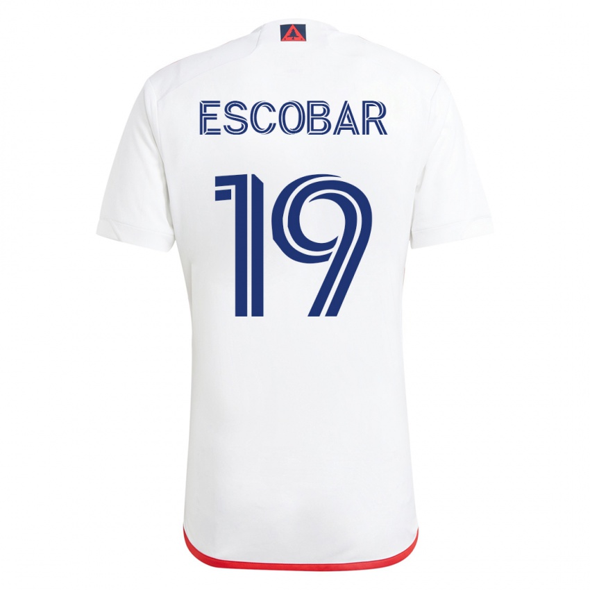 Kobiety Olger Escobar #19 Biało - Czerwony Wyjazdowa Koszulka 2023/24 Koszulki Klubowe