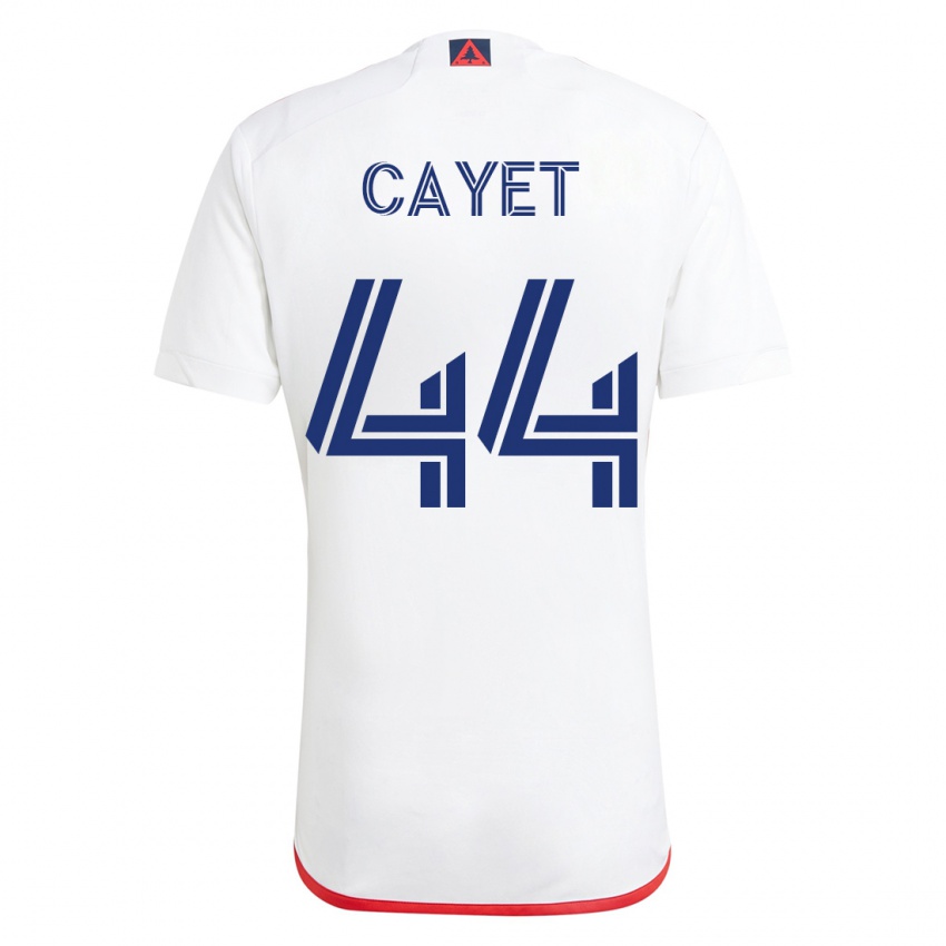 Kobiety Pierre Cayet #44 Biało - Czerwony Wyjazdowa Koszulka 2023/24 Koszulki Klubowe