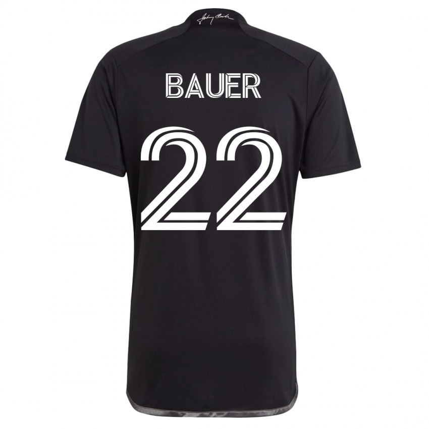 Kobiety Josh Bauer #22 Czarny Wyjazdowa Koszulka 2023/24 Koszulki Klubowe