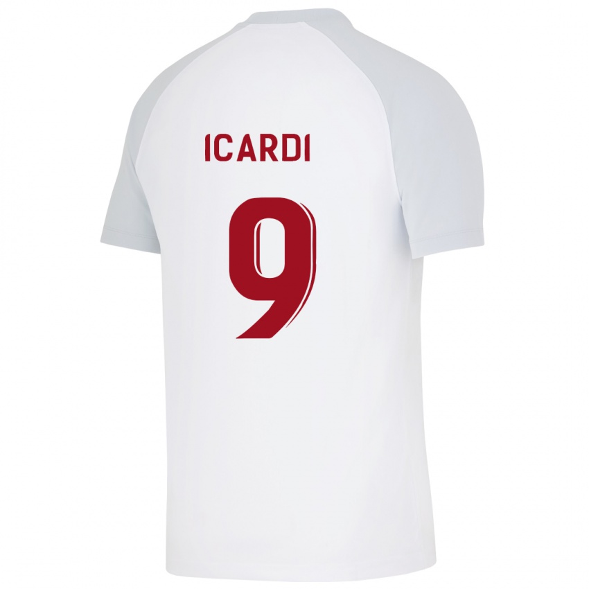 Kobiety Mauro Icardi #9 Biały Wyjazdowa Koszulka 2023/24 Koszulki Klubowe