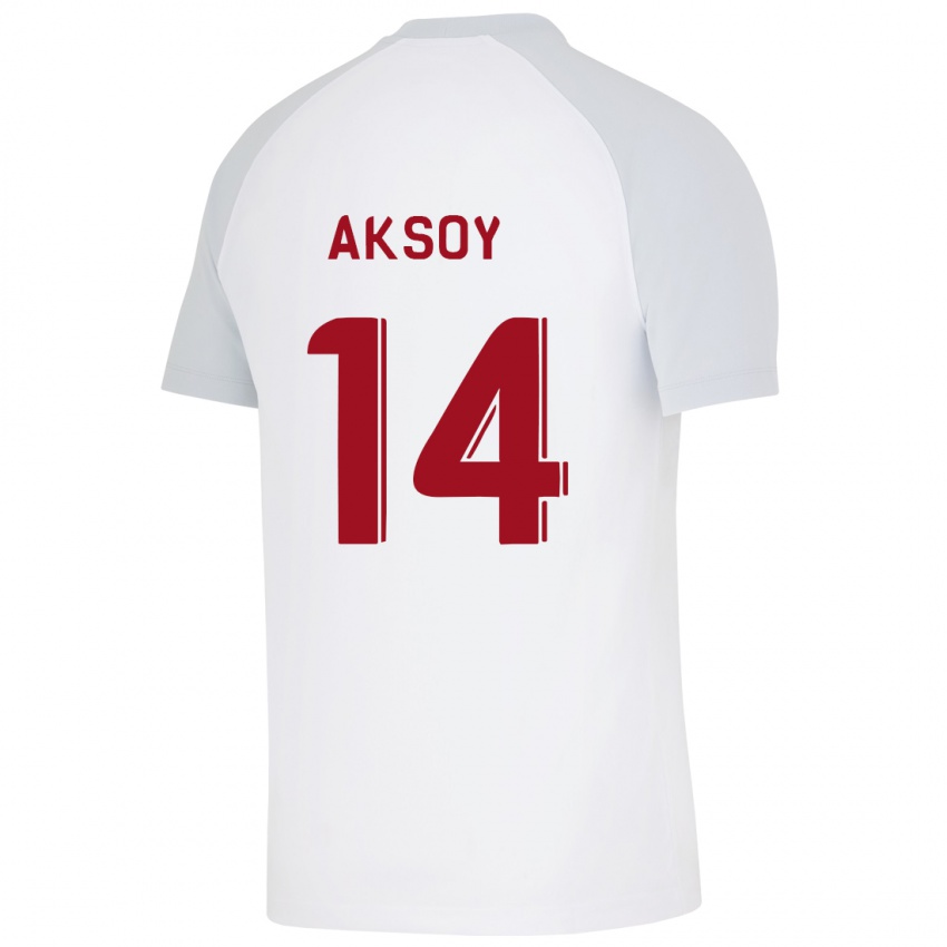 Kobiety Berkan Aksoy #14 Biały Wyjazdowa Koszulka 2023/24 Koszulki Klubowe