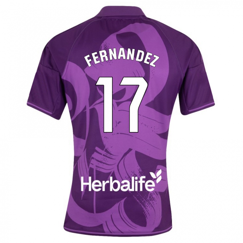 Kobiety Dani Fernández #17 Fioletowy Wyjazdowa Koszulka 2023/24 Koszulki Klubowe