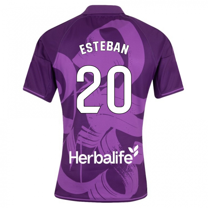 Kobiety Sergio Esteban #20 Fioletowy Wyjazdowa Koszulka 2023/24 Koszulki Klubowe