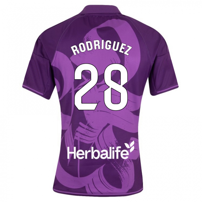 Kobiety Yago Rodríguez #28 Fioletowy Wyjazdowa Koszulka 2023/24 Koszulki Klubowe