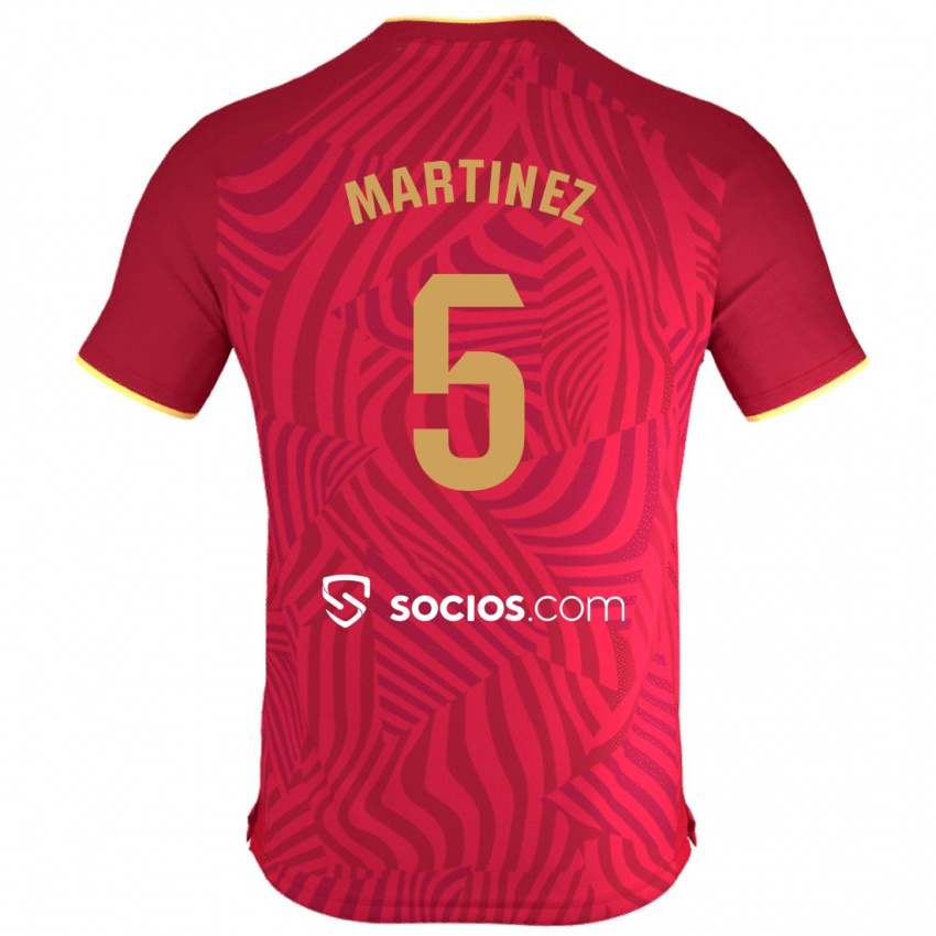 Kobiety Sergio Martínez #5 Czerwony Wyjazdowa Koszulka 2023/24 Koszulki Klubowe
