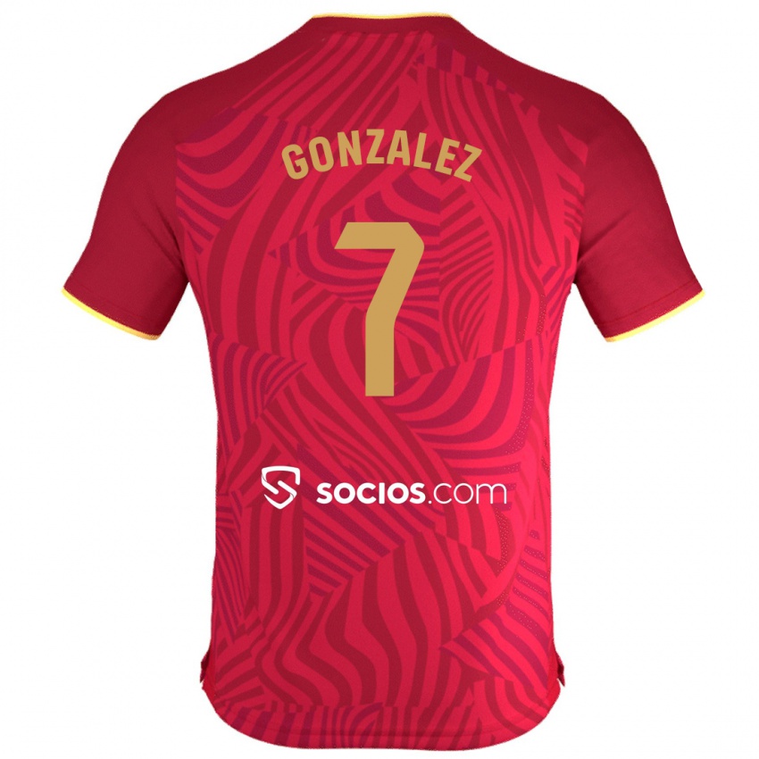 Kobiety Juan González #7 Czerwony Wyjazdowa Koszulka 2023/24 Koszulki Klubowe