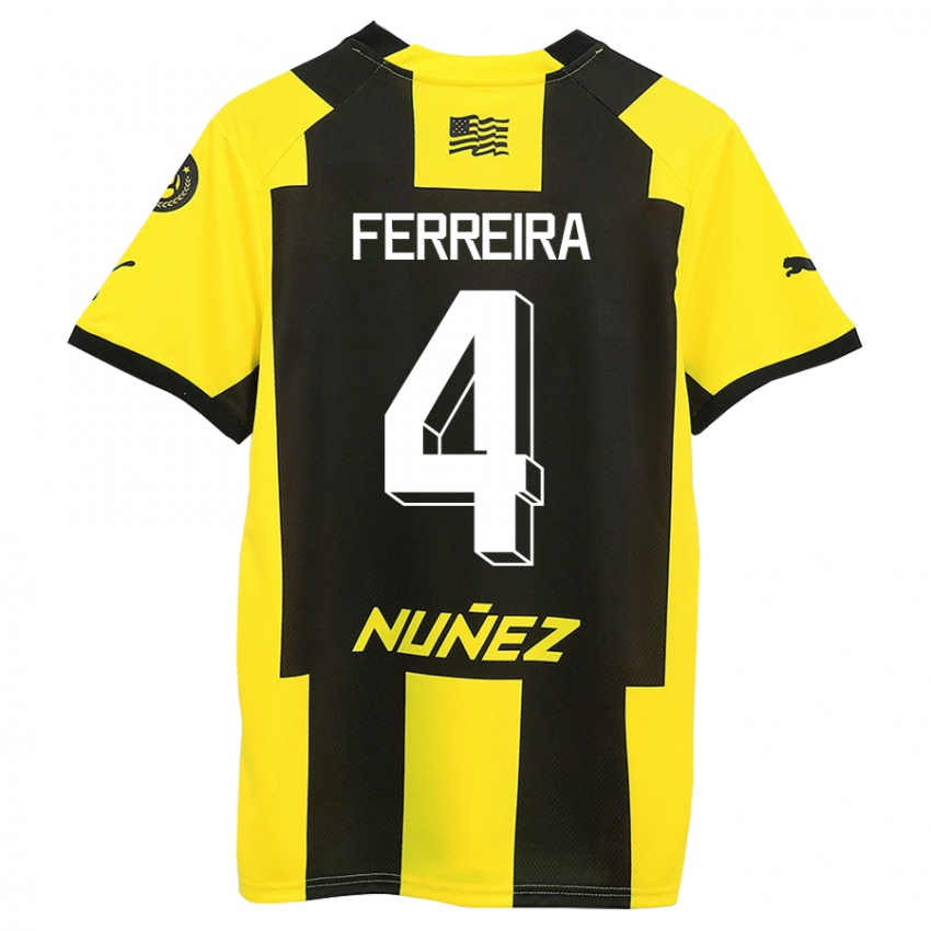 Dzieci Joaquín Ferreira #4 Żółty Czarny Domowa Koszulka 2023/24 Koszulki Klubowe