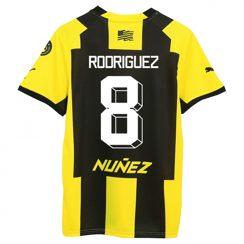 Dzieci Sebastián Rodríguez #8 Żółty Czarny Domowa Koszulka 2023/24 Koszulki Klubowe