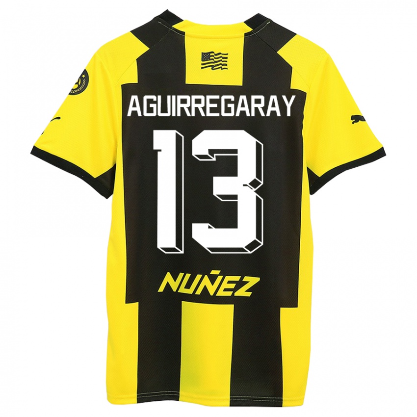 Dzieci Matías Aguirregaray #13 Żółty Czarny Domowa Koszulka 2023/24 Koszulki Klubowe