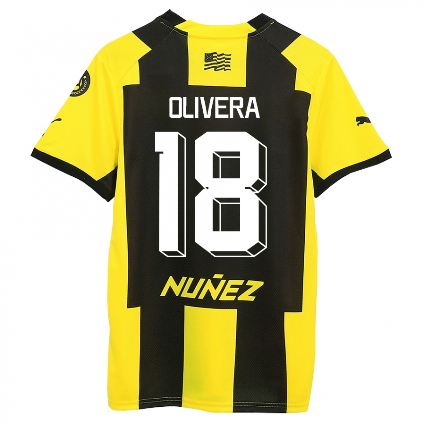 Dzieci Maximiliano Olivera #18 Żółty Czarny Domowa Koszulka 2023/24 Koszulki Klubowe